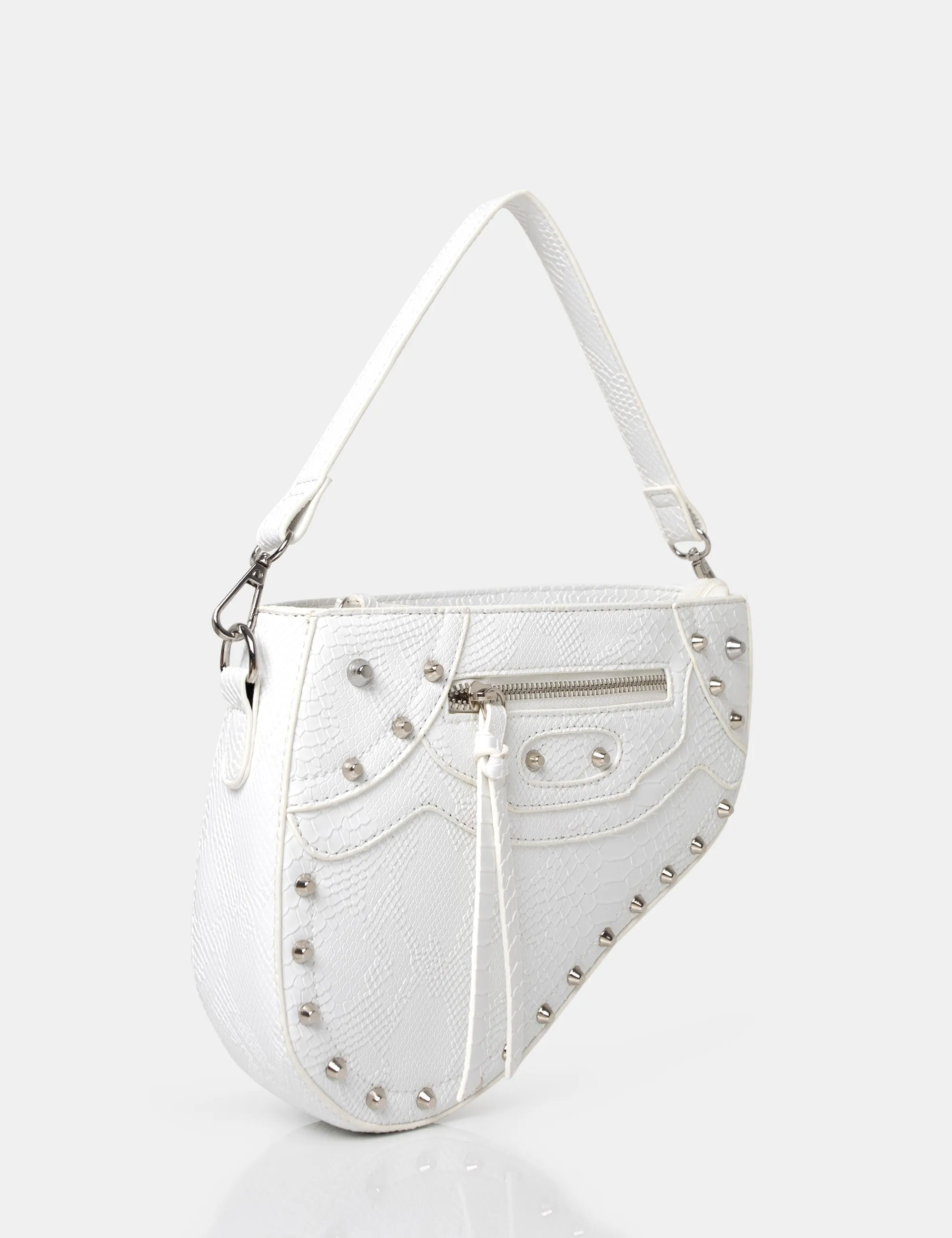 The Fox White Croc Studded Saddle Shoulder Bag sold by Public Desire product image thumbnail 2