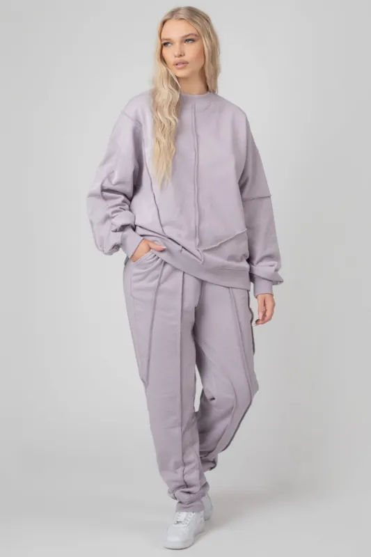Oversized Fit Raw Edge Joggers Lilac sold by Public Desire