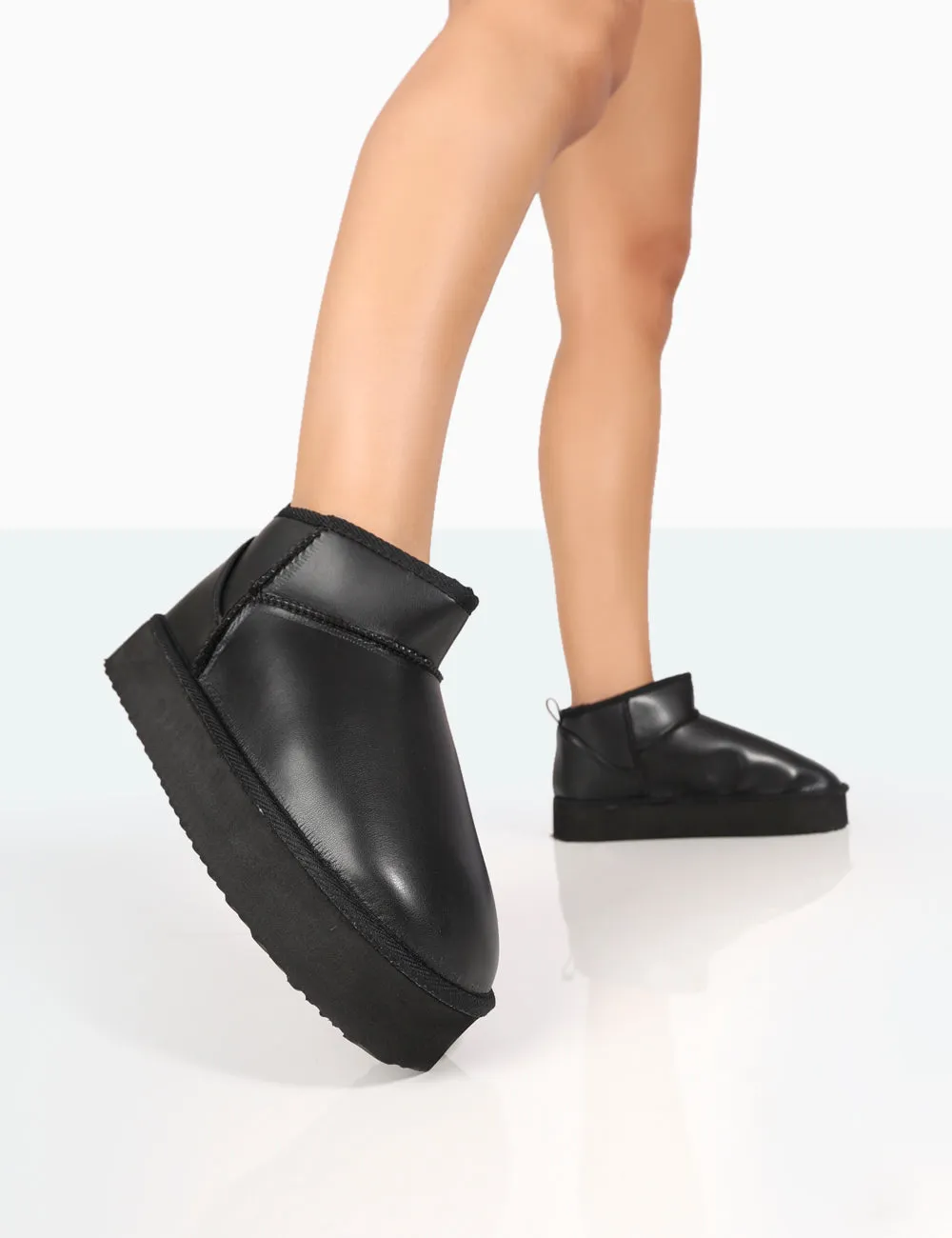 Shorty Black PU Ultra Mini Chunky Ankle Boots sold by Public Desire product image thumbnail 2