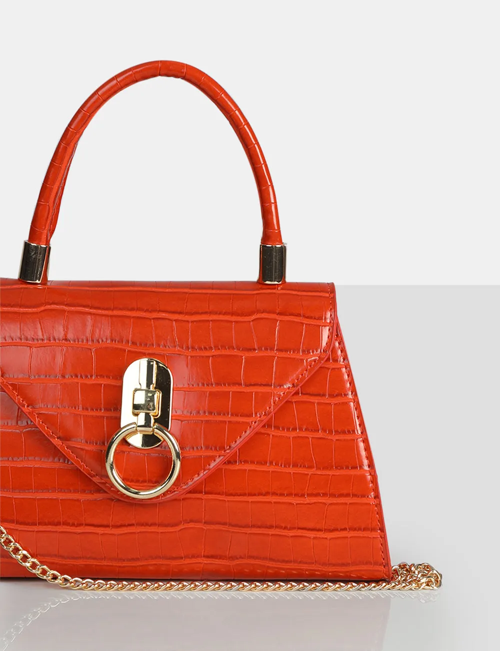 The Nia Orange Croc Pu Mini Handbag sold by Public Desire product image thumbnail 3