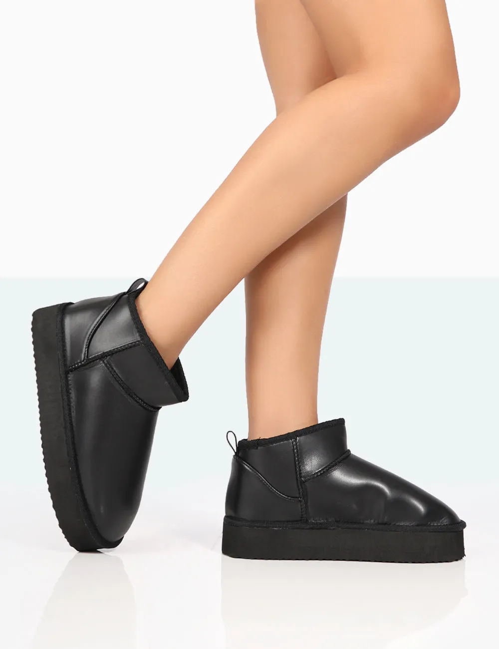 Shorty Black PU Ultra Mini Chunky Ankle Boots sold by Public Desire