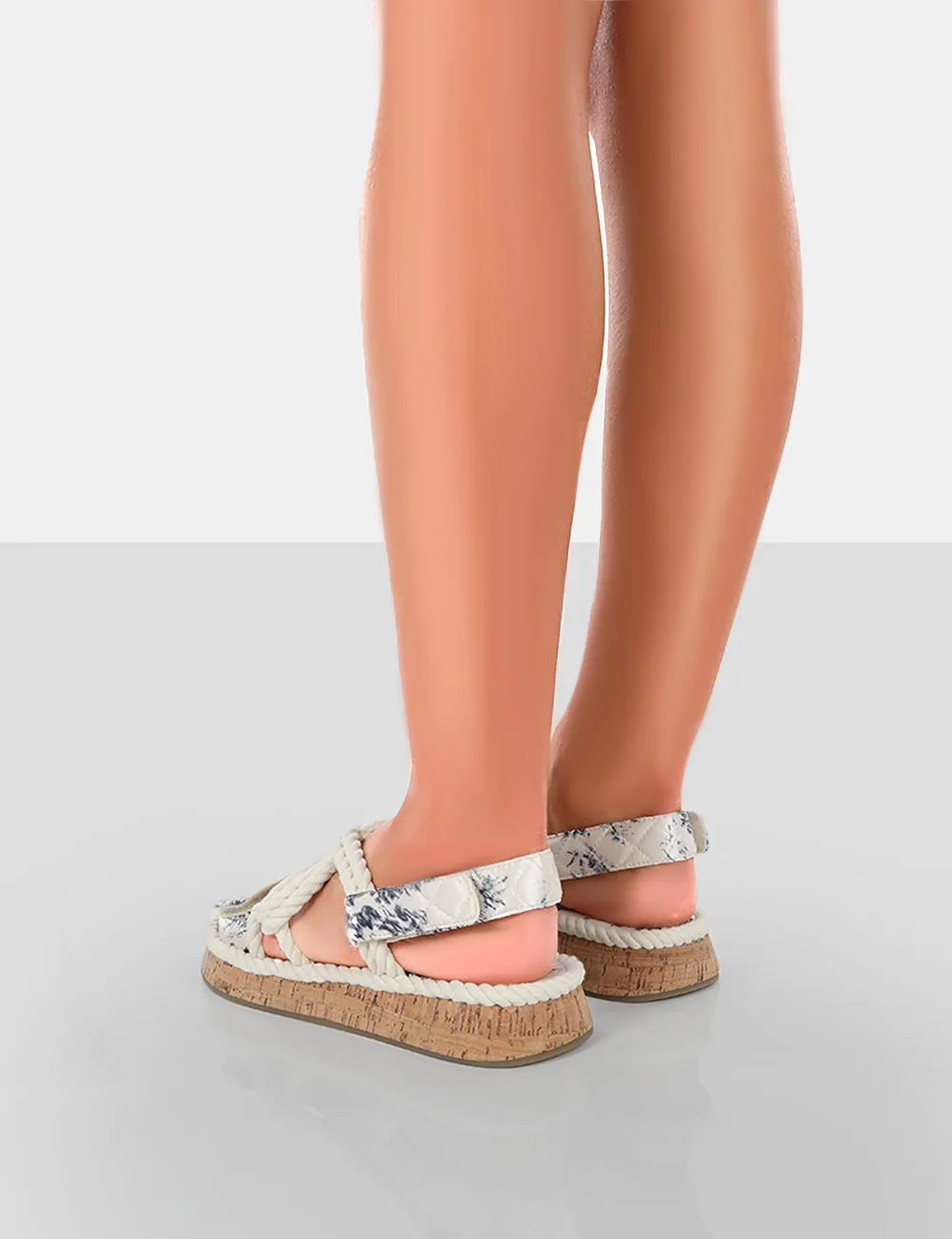 Miami Navy Print Rope Flatform Lace Up Sandals sold by Public Desire product image thumbnail 3