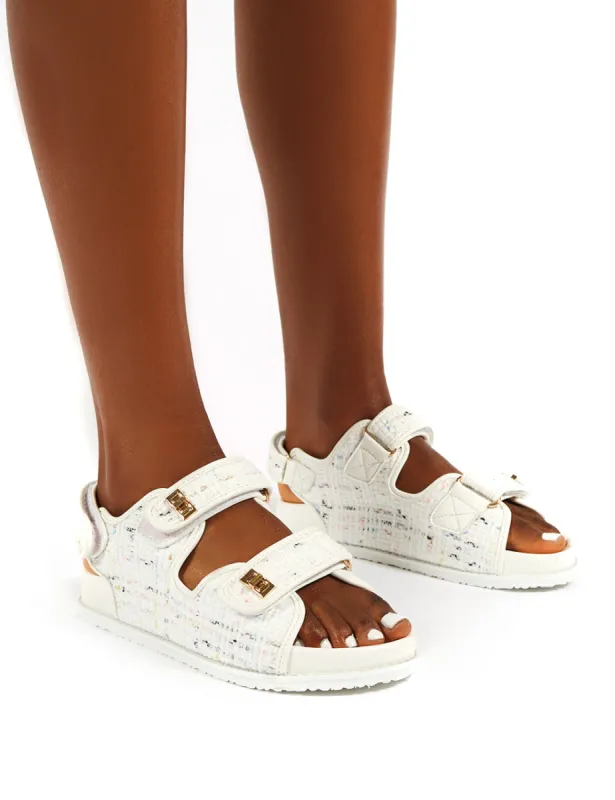 Carmen White Multi Buckle Strap Flat Sandals sold by Public Desire