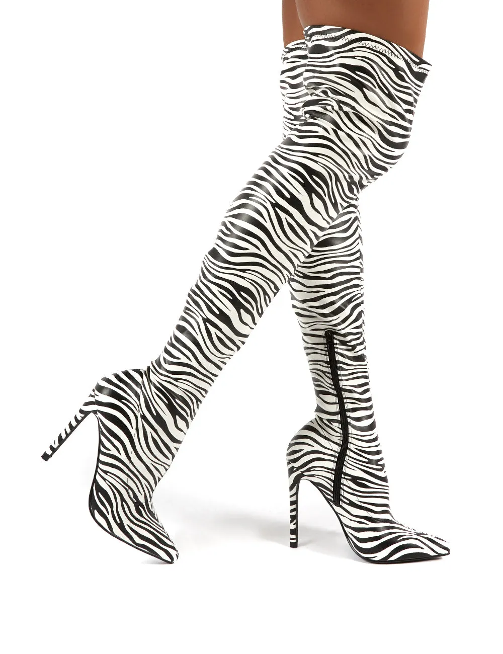 Confidence Zebra Stiletto Heeled Over the Knee Boots sold by Public Desire product image thumbnail 3