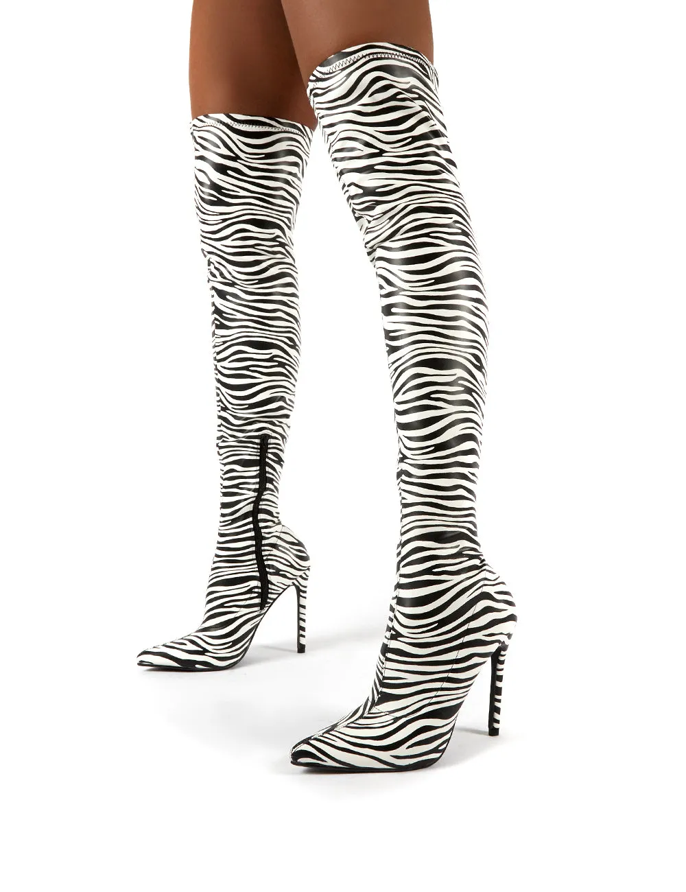 Confidence Zebra Stiletto Heeled Over the Knee Boots sold by Public Desire product image thumbnail 2