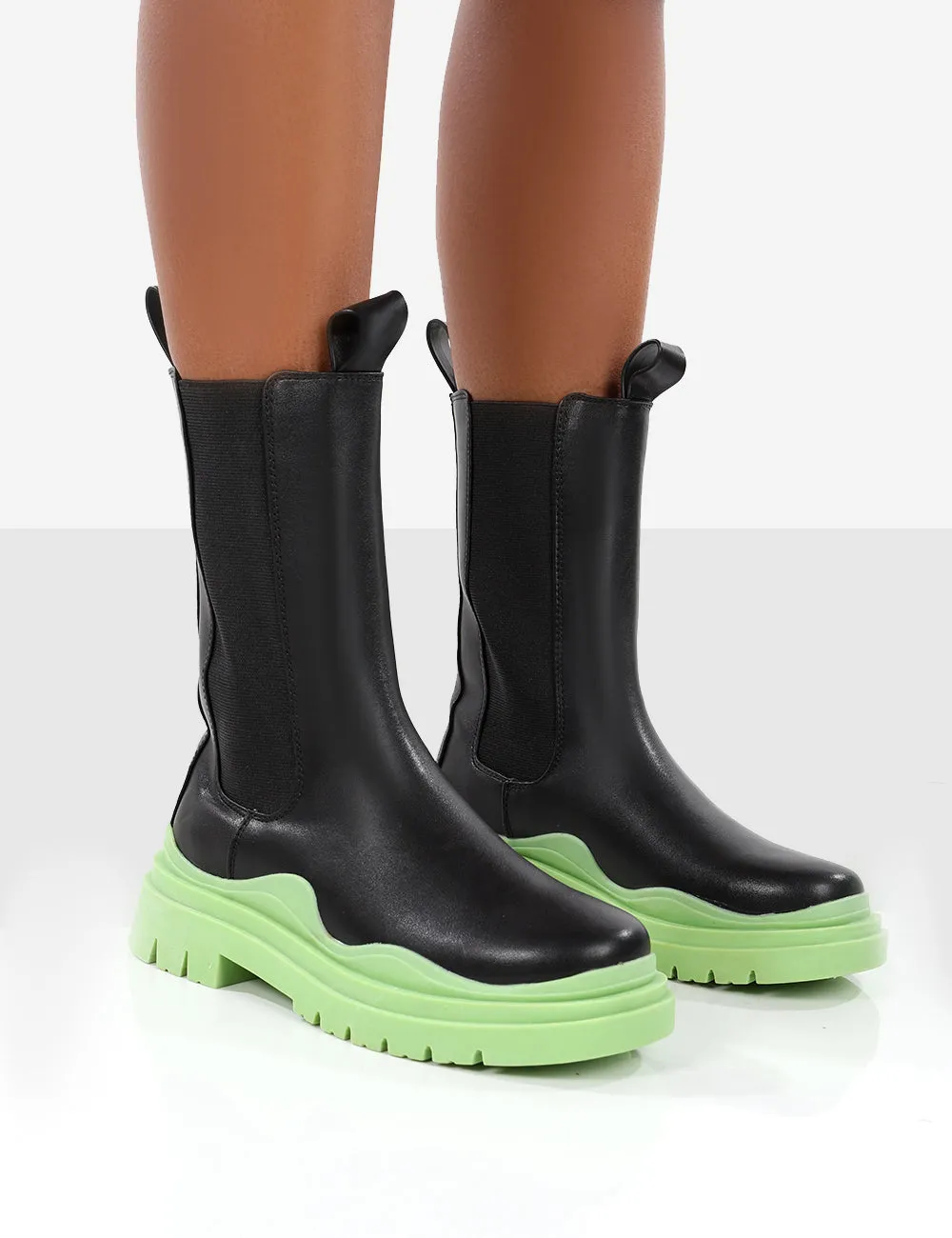 Oakley Black and Green Chunky Sole Ankle Boots sold by Public Desire