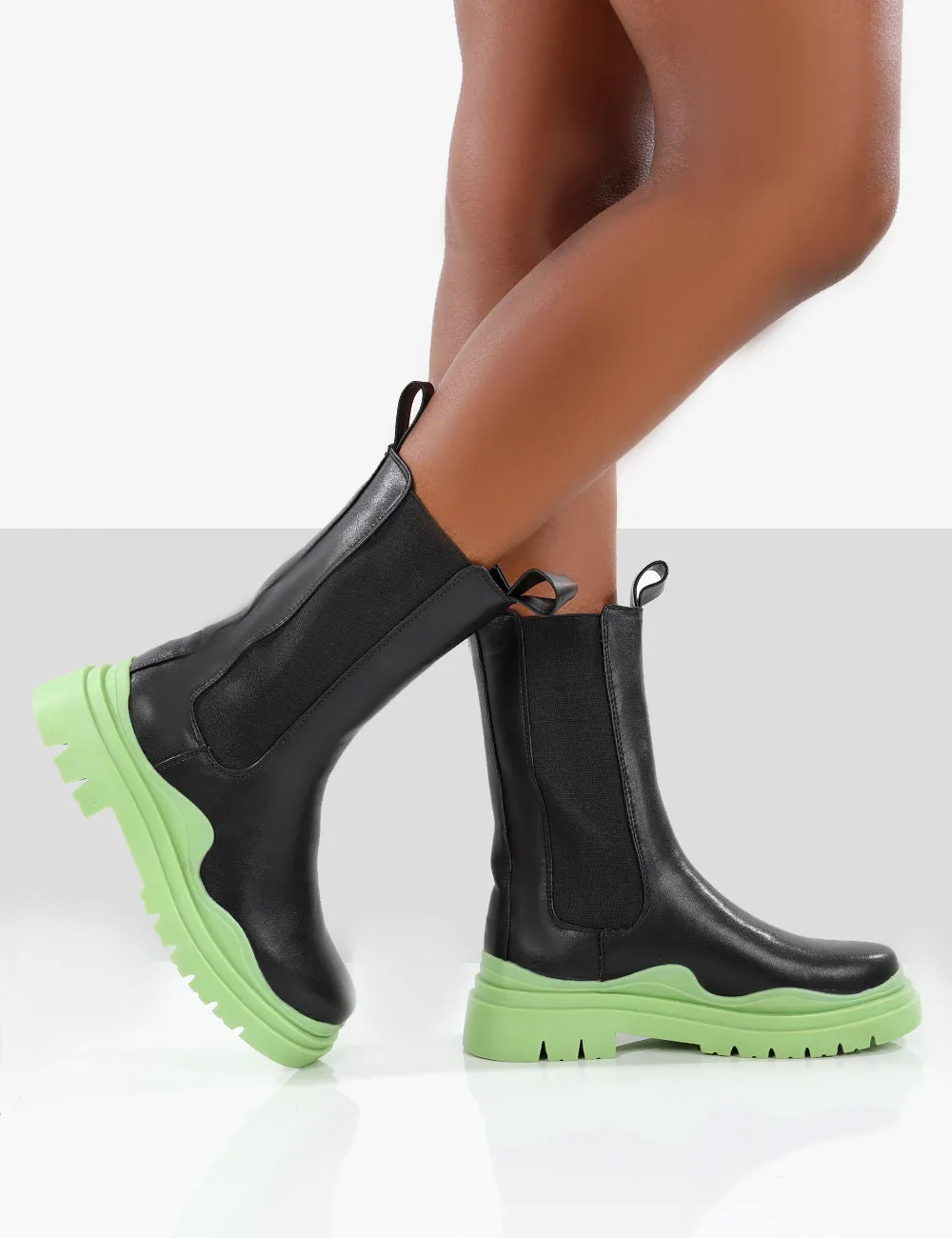 Oakley Black and Green Chunky Sole Ankle Boots sold by Public Desire product image thumbnail 3