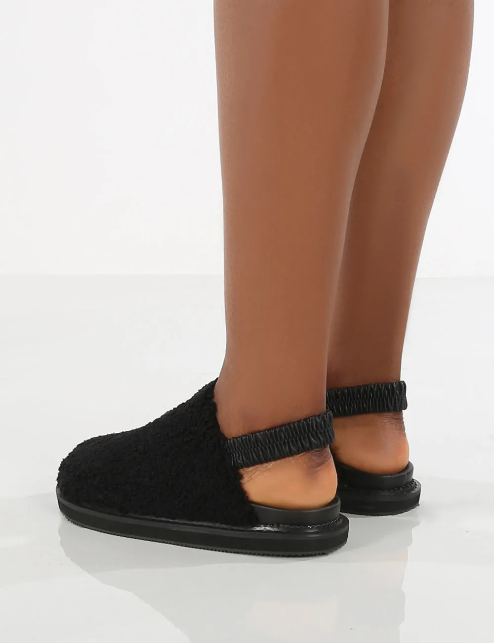 Fortune Black Fluffy Faux Fur Sling Back Slippers sold by Public Desire product image thumbnail 2