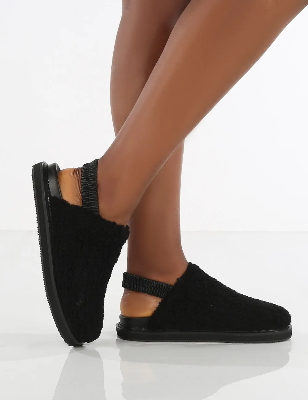 Fortune Black Fluffy Faux Fur Sling Back Slippers sold by Public Desire product image thumbnail 4
