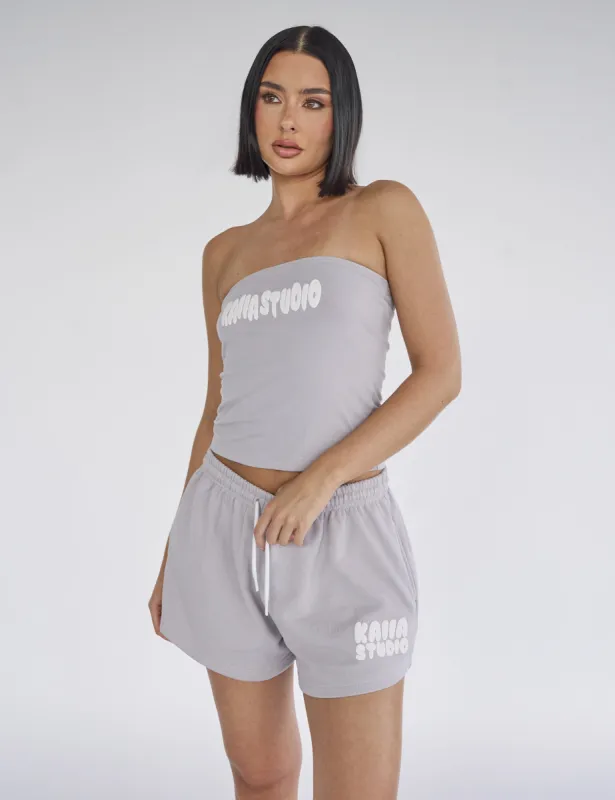 Kaiia Studio Bubble Logo Bandeau Top Light Grey sold by Public Desire