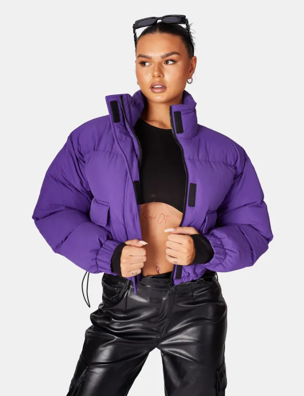 CROPPED POCKET DETAIL PUFFER PURPLE sold by Public Desire