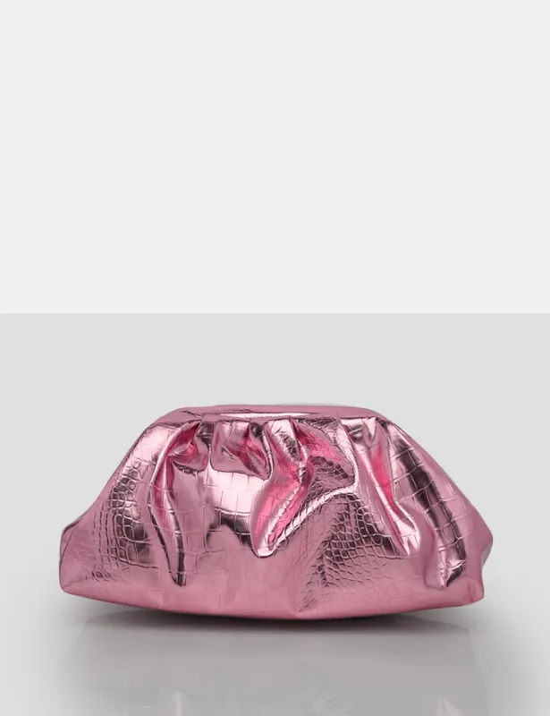 The Project Metallic Pink Clutch Bag sold by Public Desire