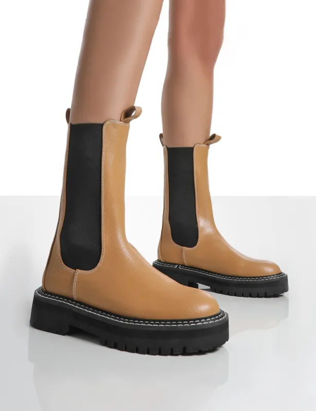 Animate Camel Ankle Chunky Sole Chelsea Boots sold by Public Desire