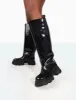 Genius Wide Fit Black Box Patent Knee High Chunky Sole Boots sold by Public Desire