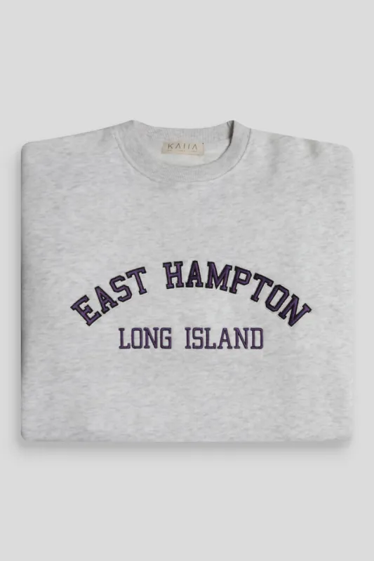 East Hampton Embroidered Oversized Sweatshirt Oatmeal Marl sold by Public Desire