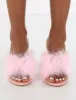 Glam Pink Embellished Heart Feather Mule Heels sold by Public Desire