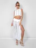 Ladder Detail Maxi Skirt White sold by Public Desire