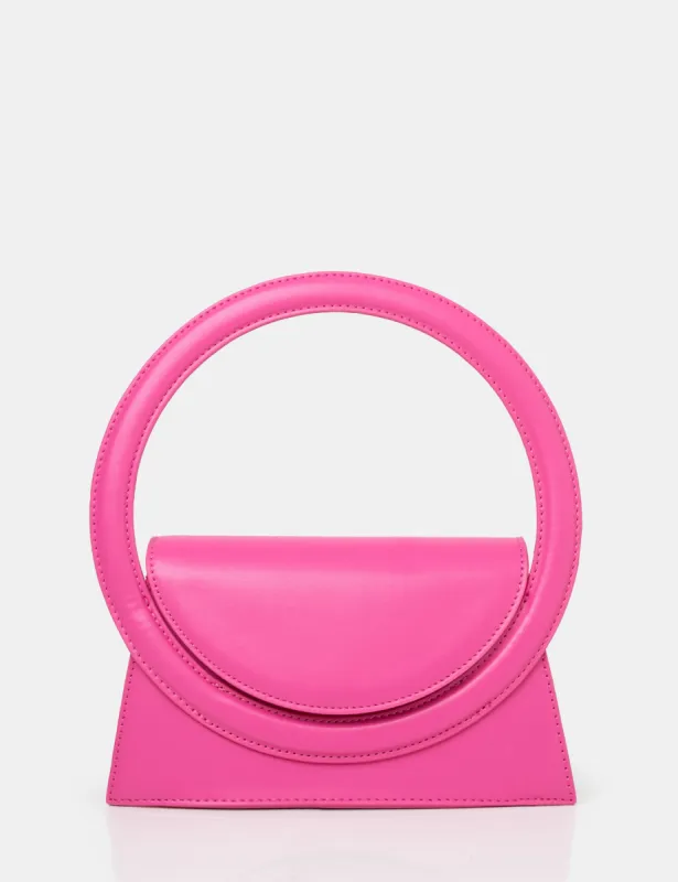The Top Handle Bright Pink Pu Circlur Handle Grab Bag sold by Public Desire