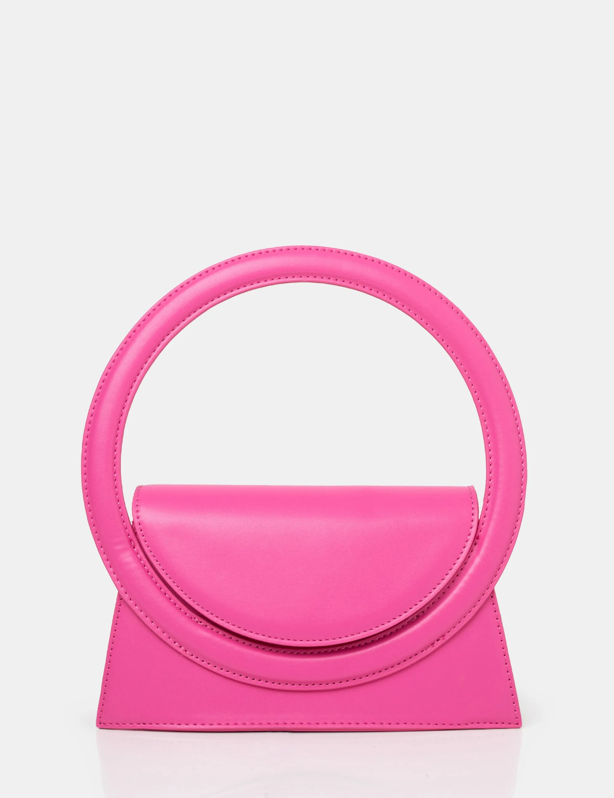 The Top Handle Bright Pink Pu Circlur Handle Grab Bag sold by Public Desire