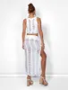 Ladder Detail Maxi Skirt White sold by Public Desire