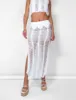 Ladder Detail Maxi Skirt White sold by Public Desire