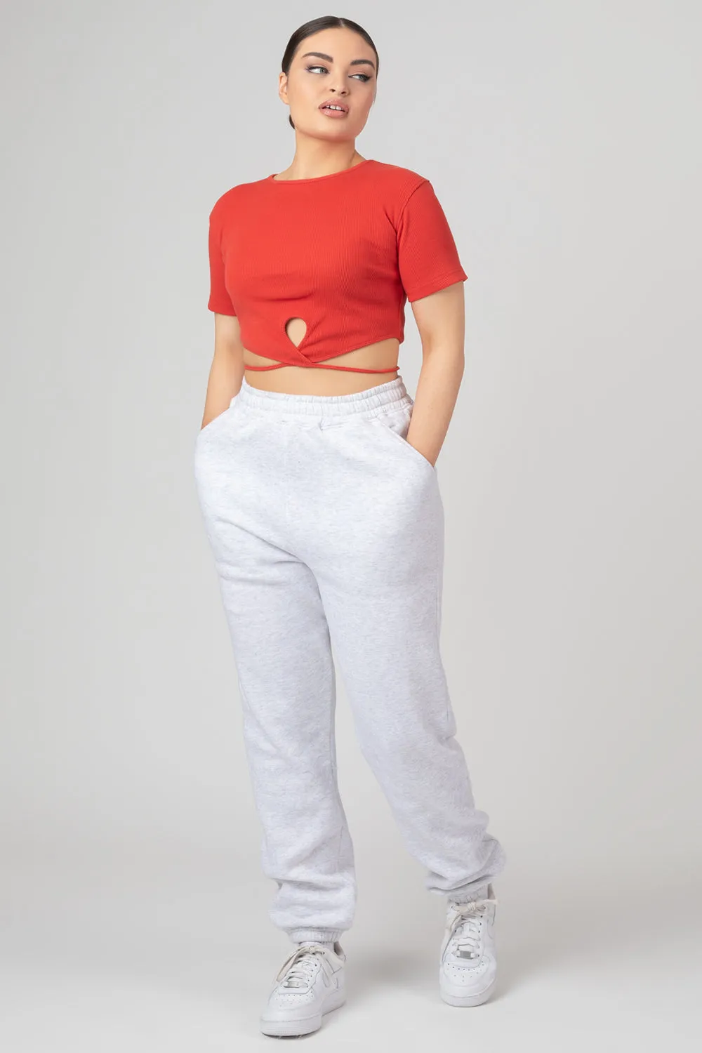 Keyhole Wrap Crop Top Red sold by Public Desire