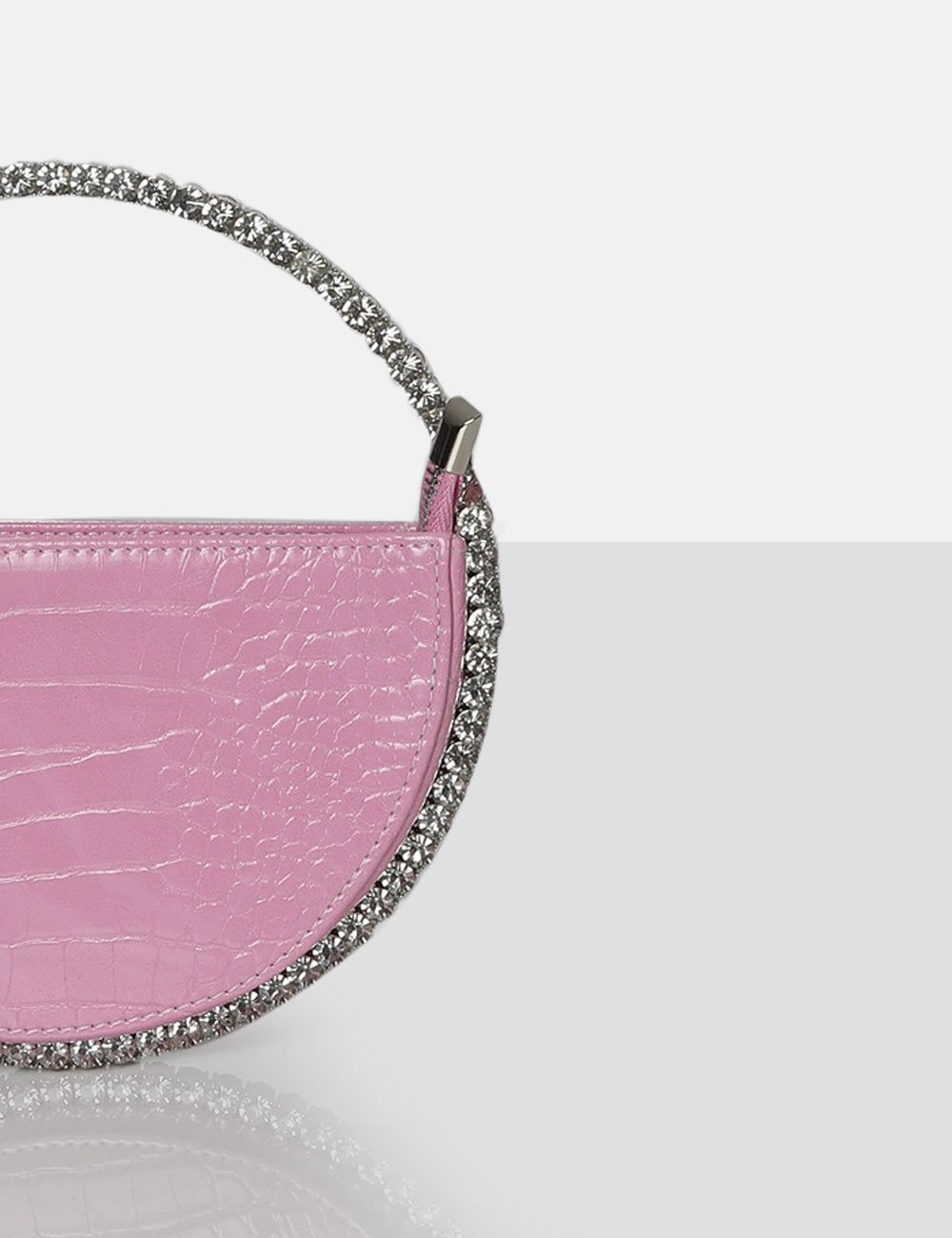 The Alessia Baby Pink Croc Circle Diamante Mini Handbag sold by Public Desire product image thumbnail 3