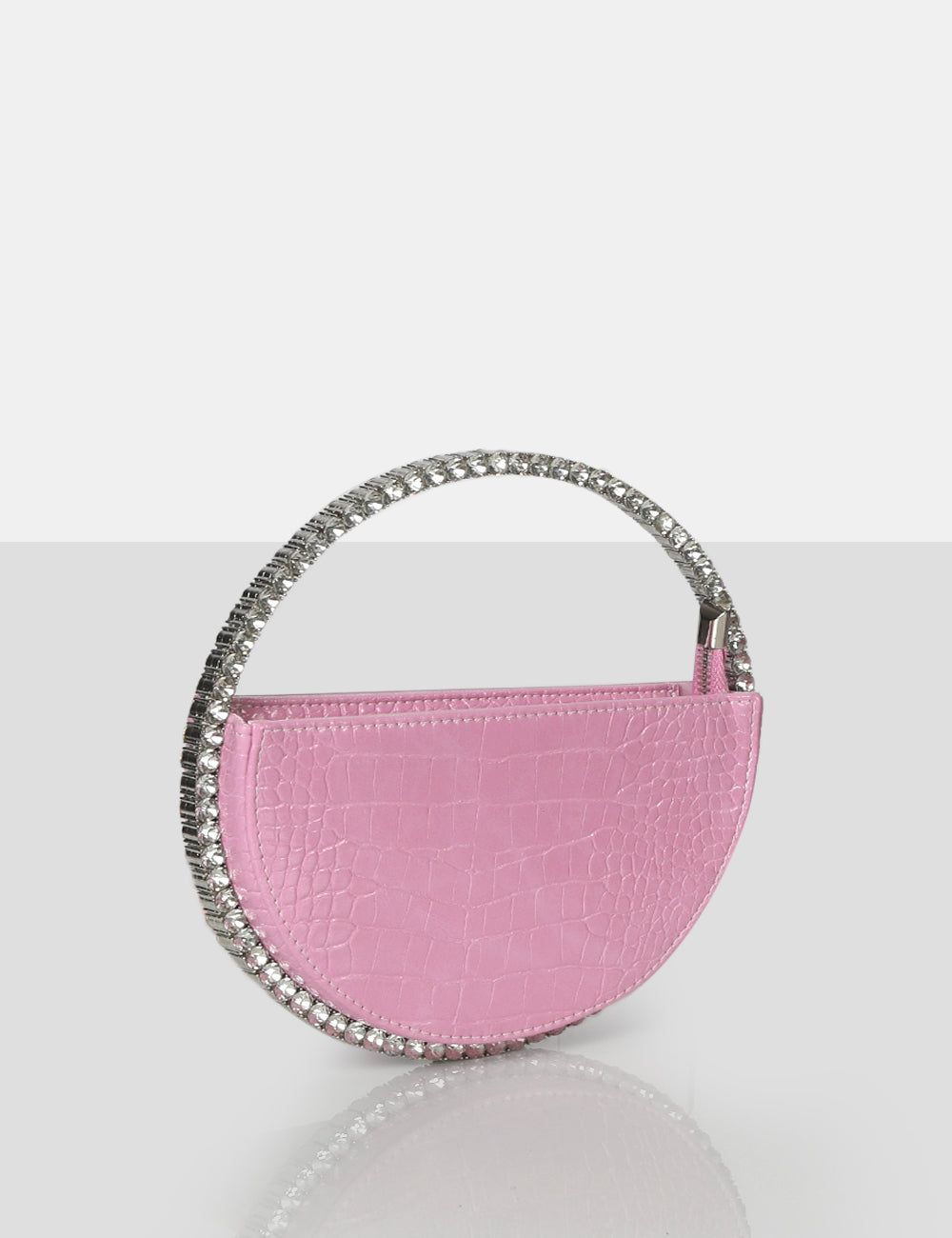 The Alessia Baby Pink Croc Circle Diamante Mini Handbag sold by Public Desire product image thumbnail 2