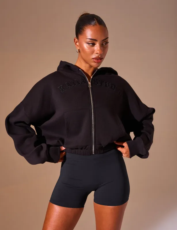 Kaiia Sport Logo Zip Through Hoodie Black made by Public Desire