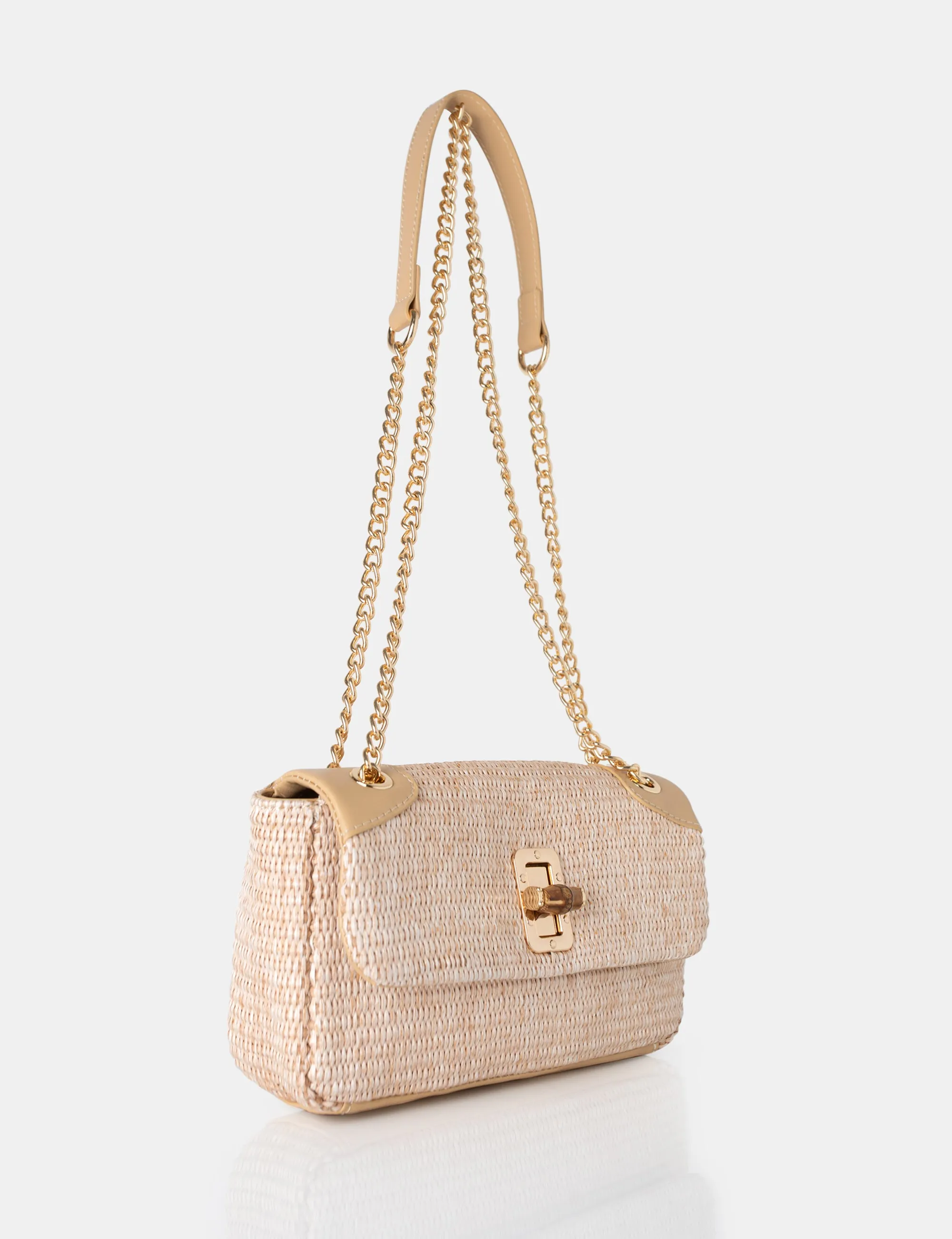 The Mara Natural Raffia Gold Chain Detail Adjustable Shoulder Bag sold by Public Desire product image thumbnail 2