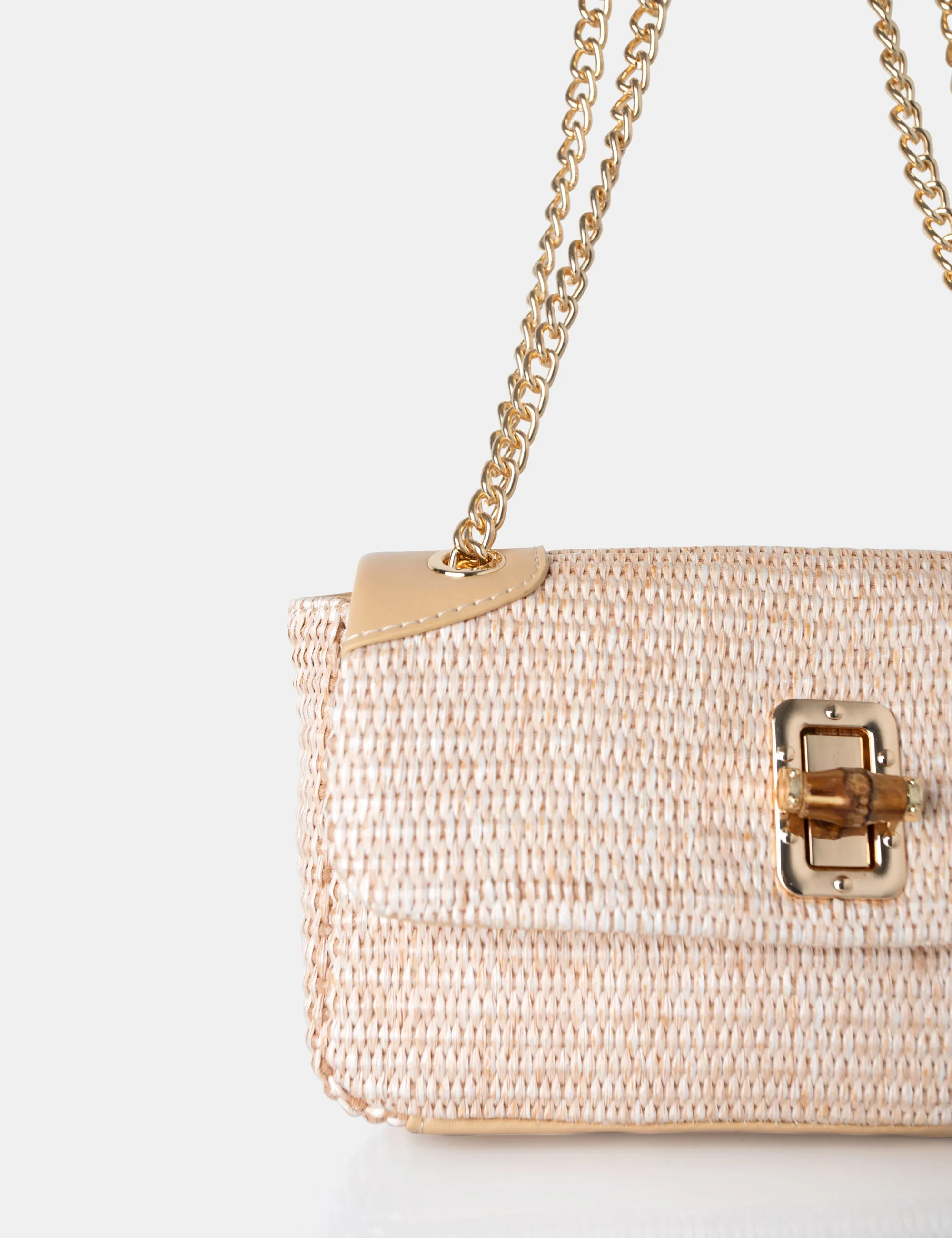 The Mara Natural Raffia Gold Chain Detail Adjustable Shoulder Bag sold by Public Desire product image thumbnail 3