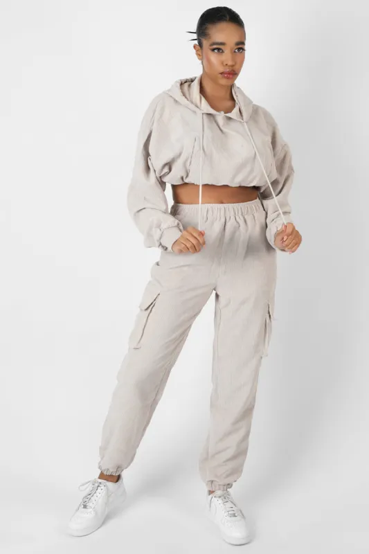 Cord Pocket Detail Joggers Ecru sold by Public Desire