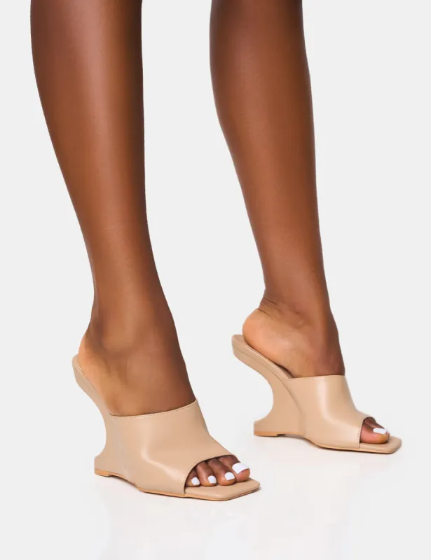 All in Nude Structured Wedge Heels sold by Public Desire