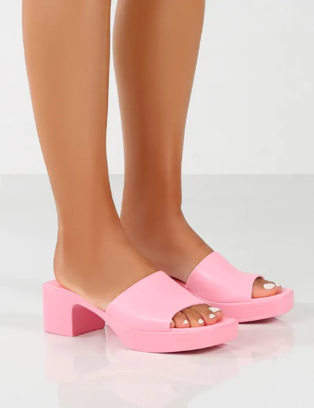 Rejina Pink Block Heeled Strappy Sandals sold by Public Desire
