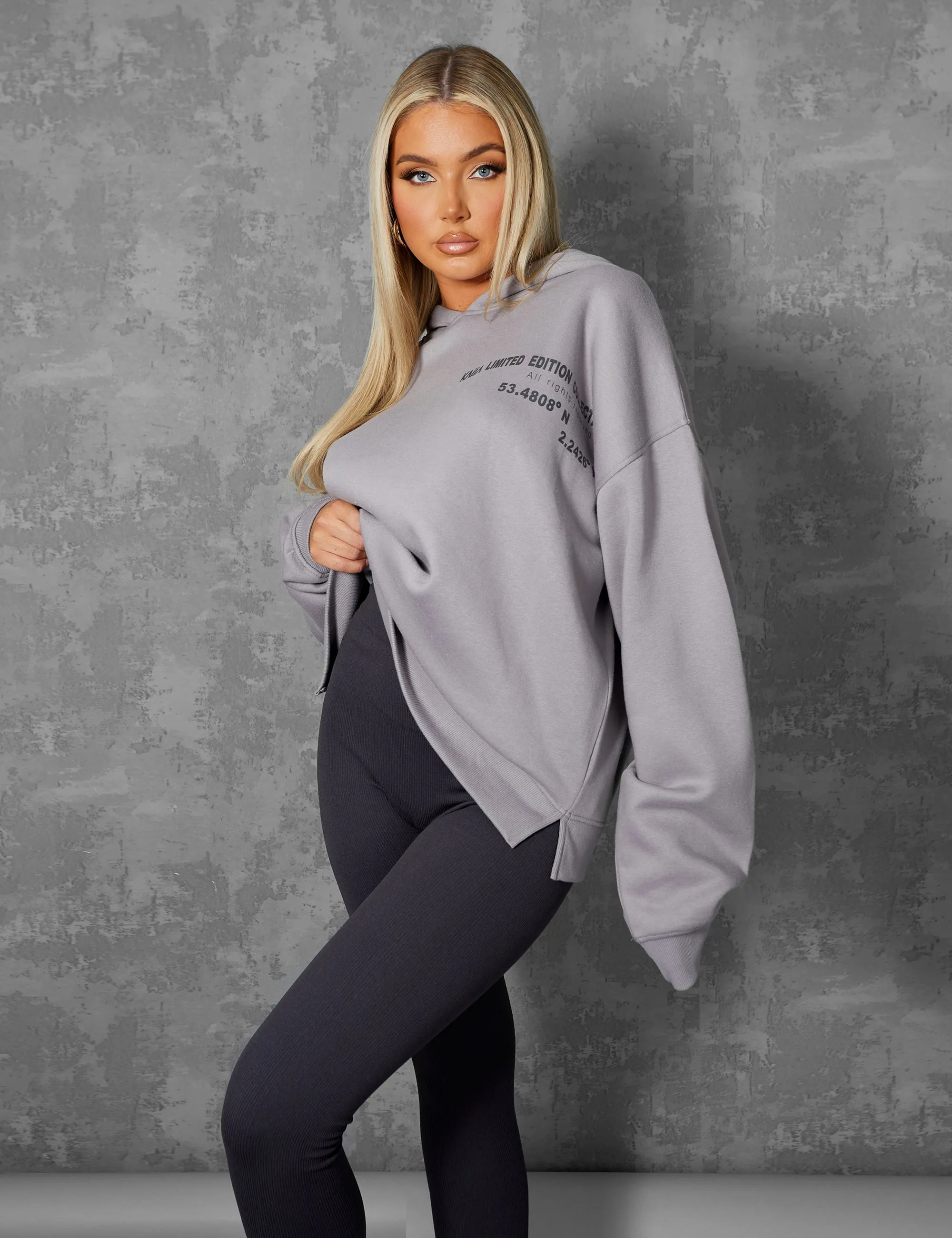 OVERSIZED TEXT DETAIL HOODIE GREY sold by Public Desire product image thumbnail 2