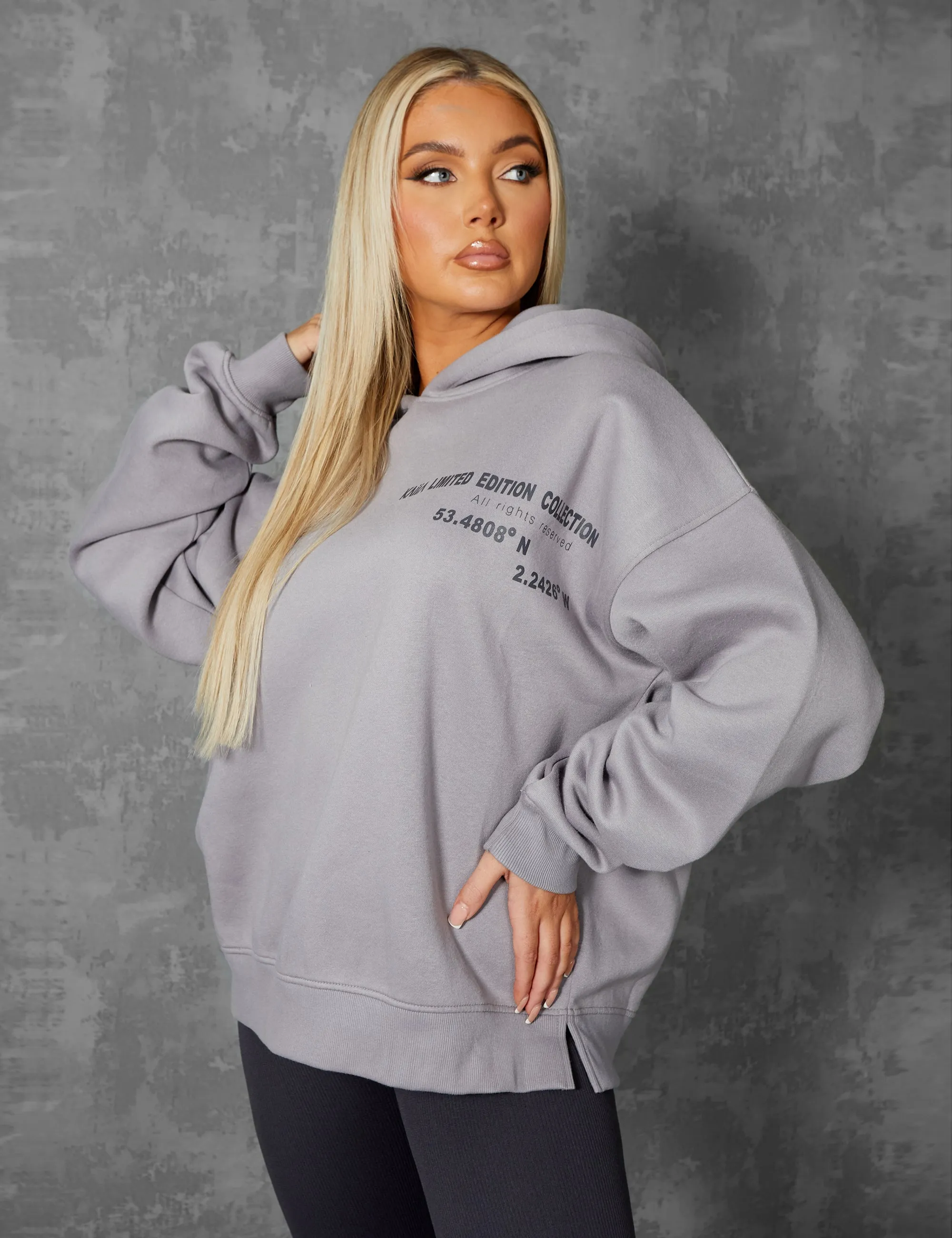 OVERSIZED TEXT DETAIL HOODIE GREY sold by Public Desire product image thumbnail 4