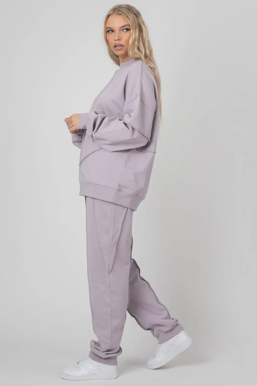 Oversized Exposed Seam Detail Sweatshirt Lilac sold by Public Desire product image thumbnail 2