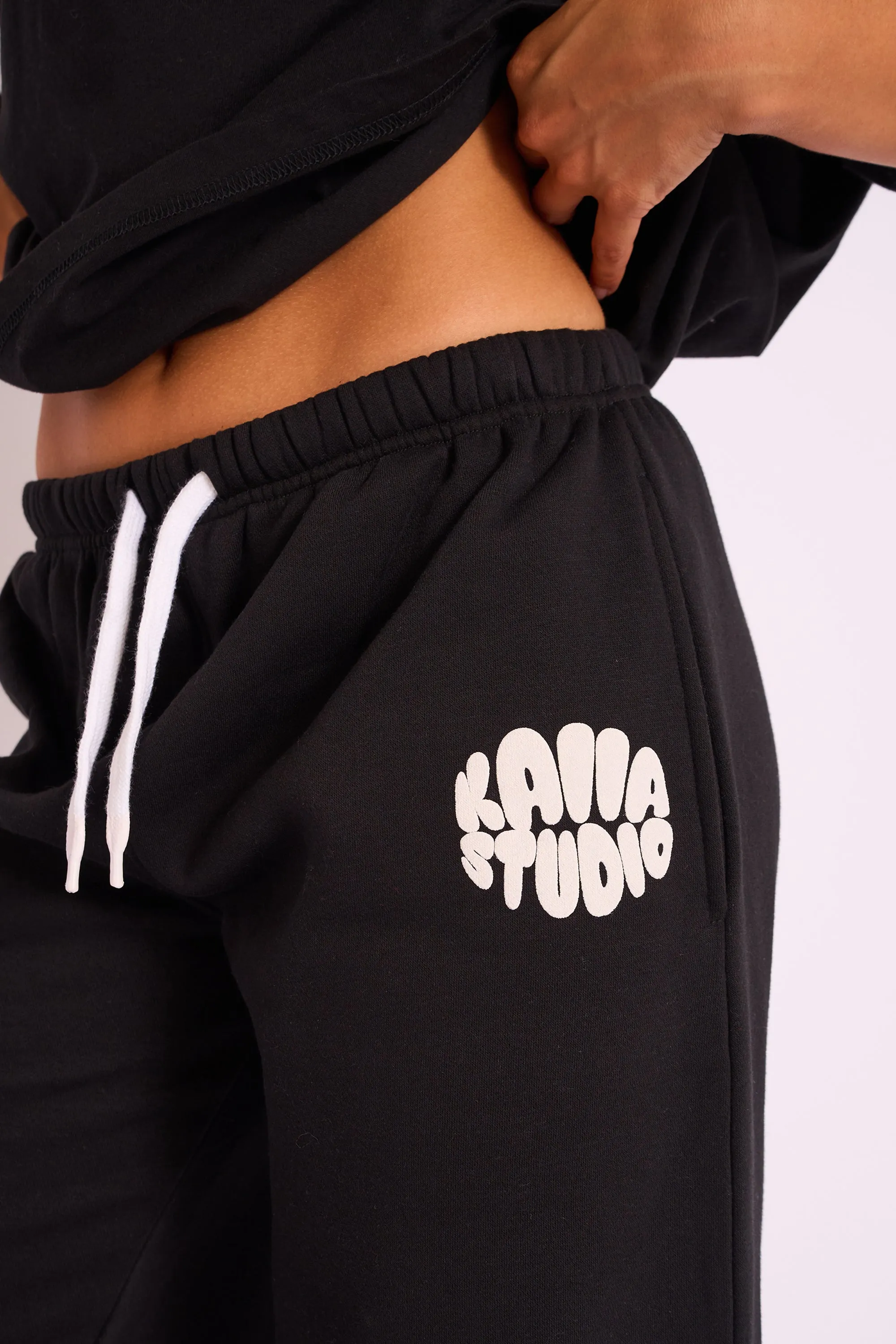 Kaiia Studio Bubble Logo Wide Leg Jogger Black sold by Public Desire product image thumbnail 4