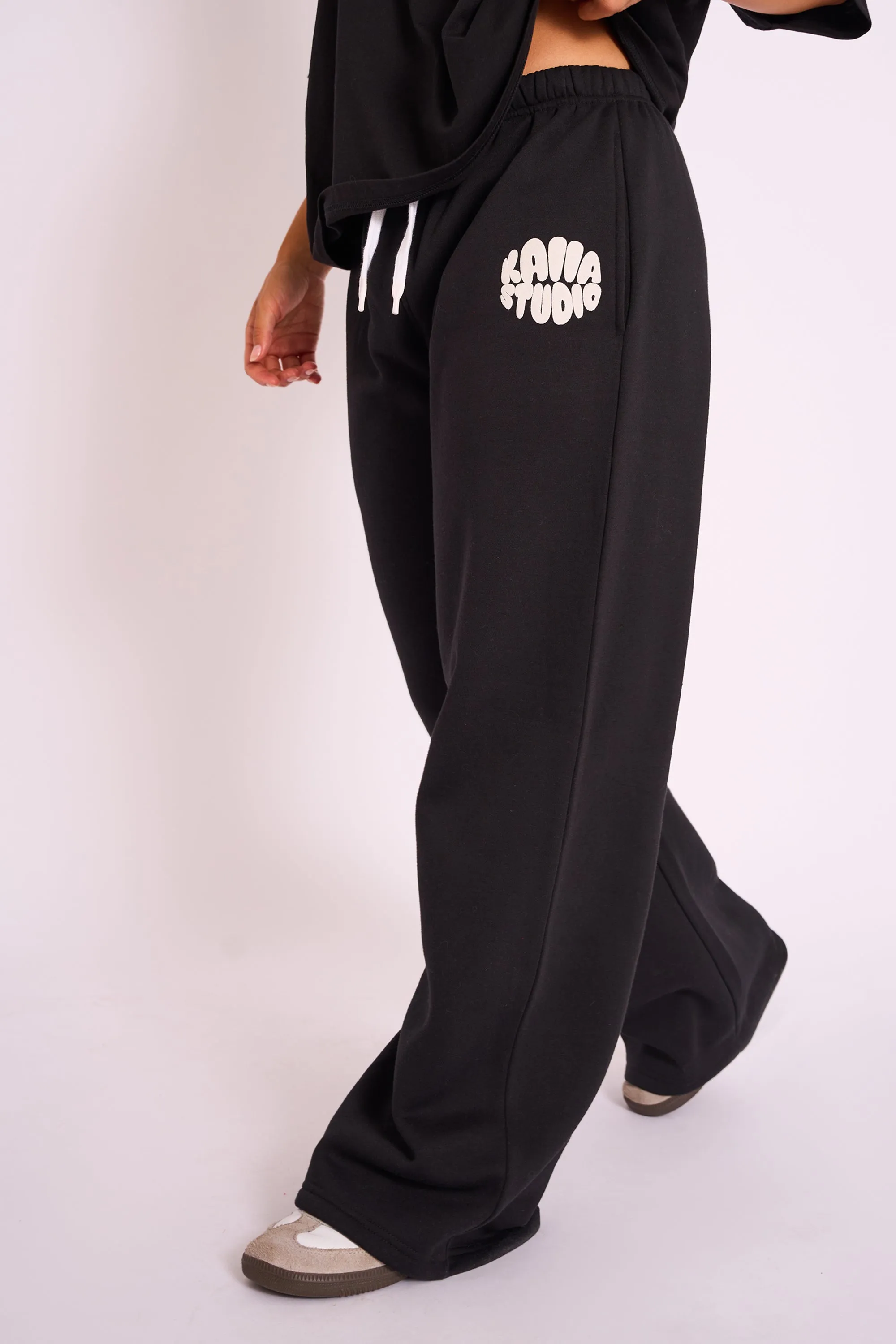 Kaiia Studio Bubble Logo Wide Leg Jogger Black sold by Public Desire product image thumbnail 2
