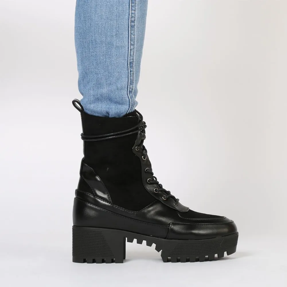 Khloe Chunky Sole Lace Up Ankle Boot in Black sold by Public Desire product image thumbnail 5
