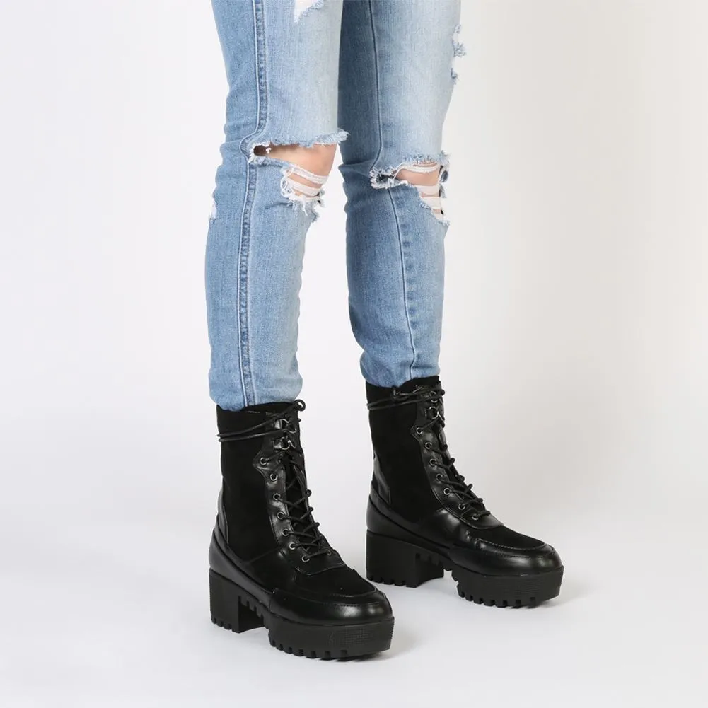 Khloe Chunky Sole Lace Up Ankle Boot in Black sold by Public Desire product image thumbnail 2
