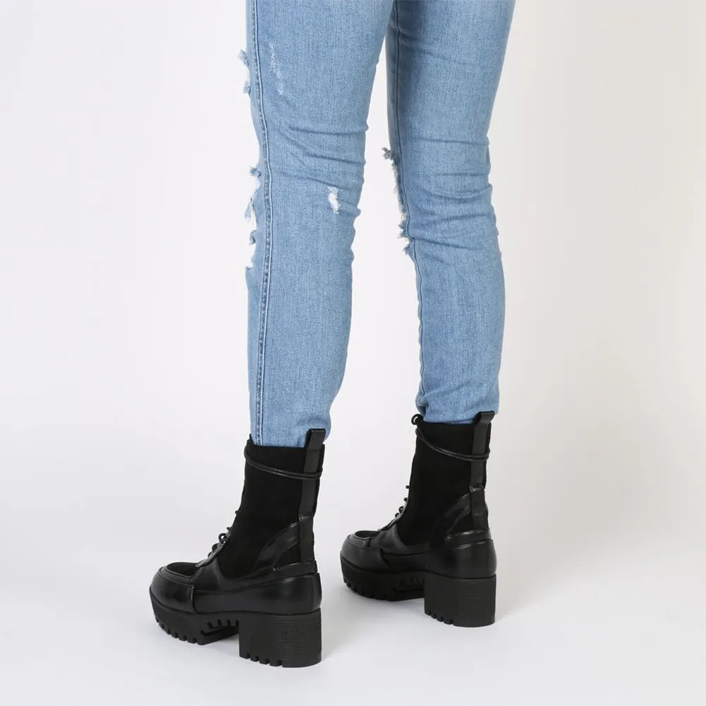 Khloe Chunky Sole Lace Up Ankle Boot in Black sold by Public Desire product image thumbnail 3
