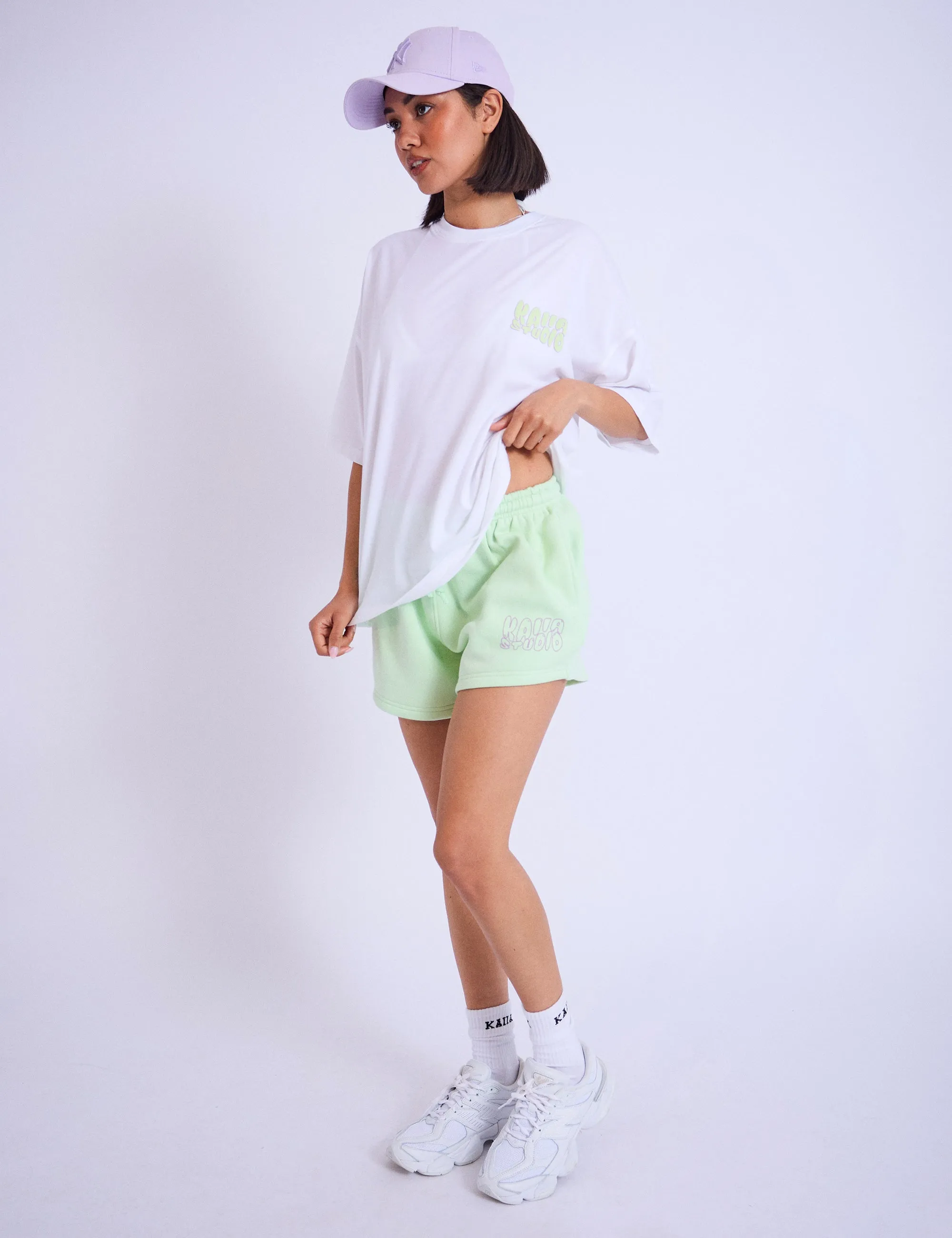 Kaiia Studio Bubble Logo Oversized T-shirt White & Lime sold by Public Desire product image thumbnail 3