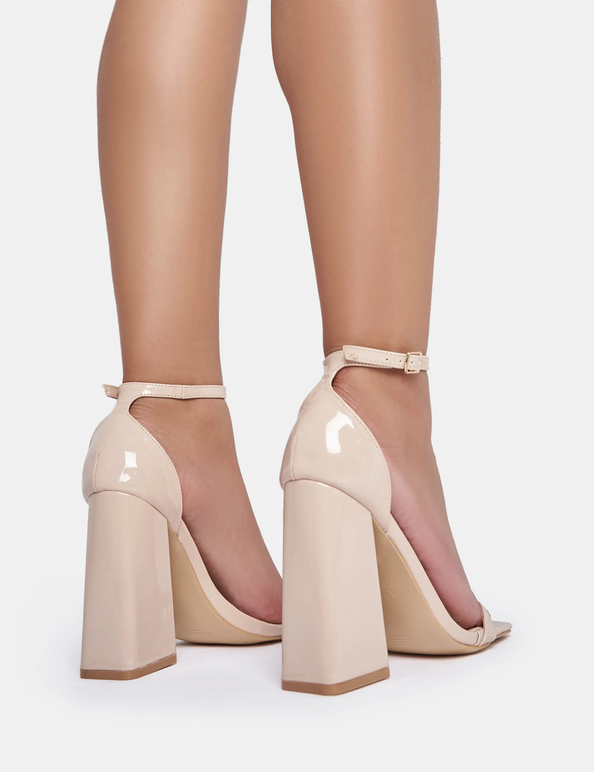 Geri Nude Patent Barely There Square Toe Block Heels sold by Public Desire product image thumbnail 3