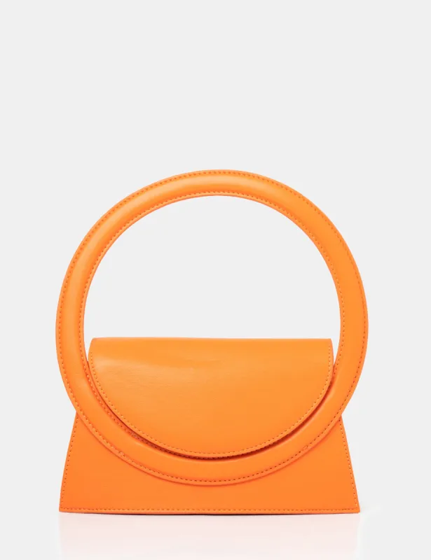 The Top Handle Orange Pu Circlur Handle Grab Bag sold by Public Desire