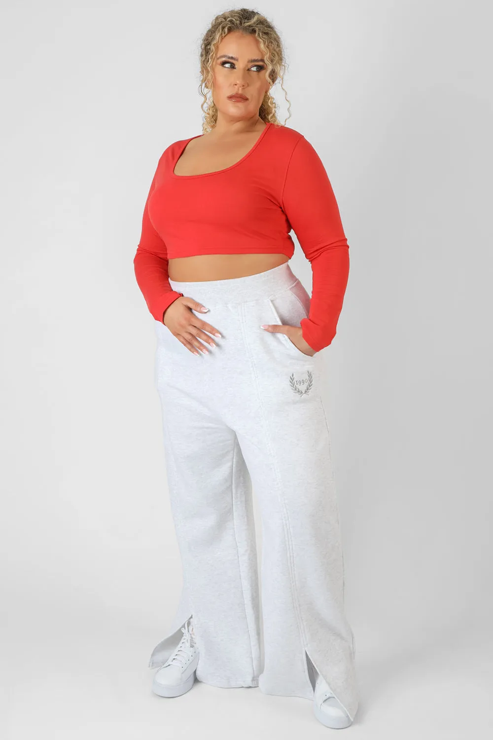 Curve Scoop Neck Long Sleeve Crop Top Red sold by Public Desire