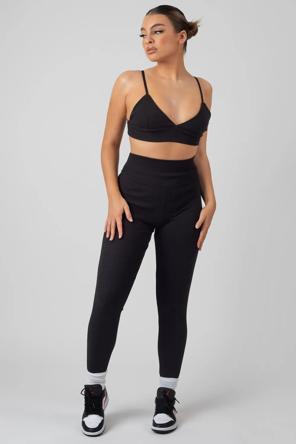 Thick Waistband Ribbed Leggings Black sold by Public Desire