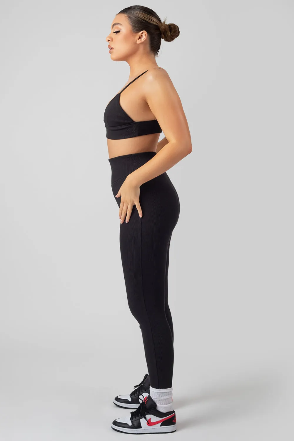 Thick Waistband Ribbed Leggings Black sold by Public Desire product image thumbnail 2