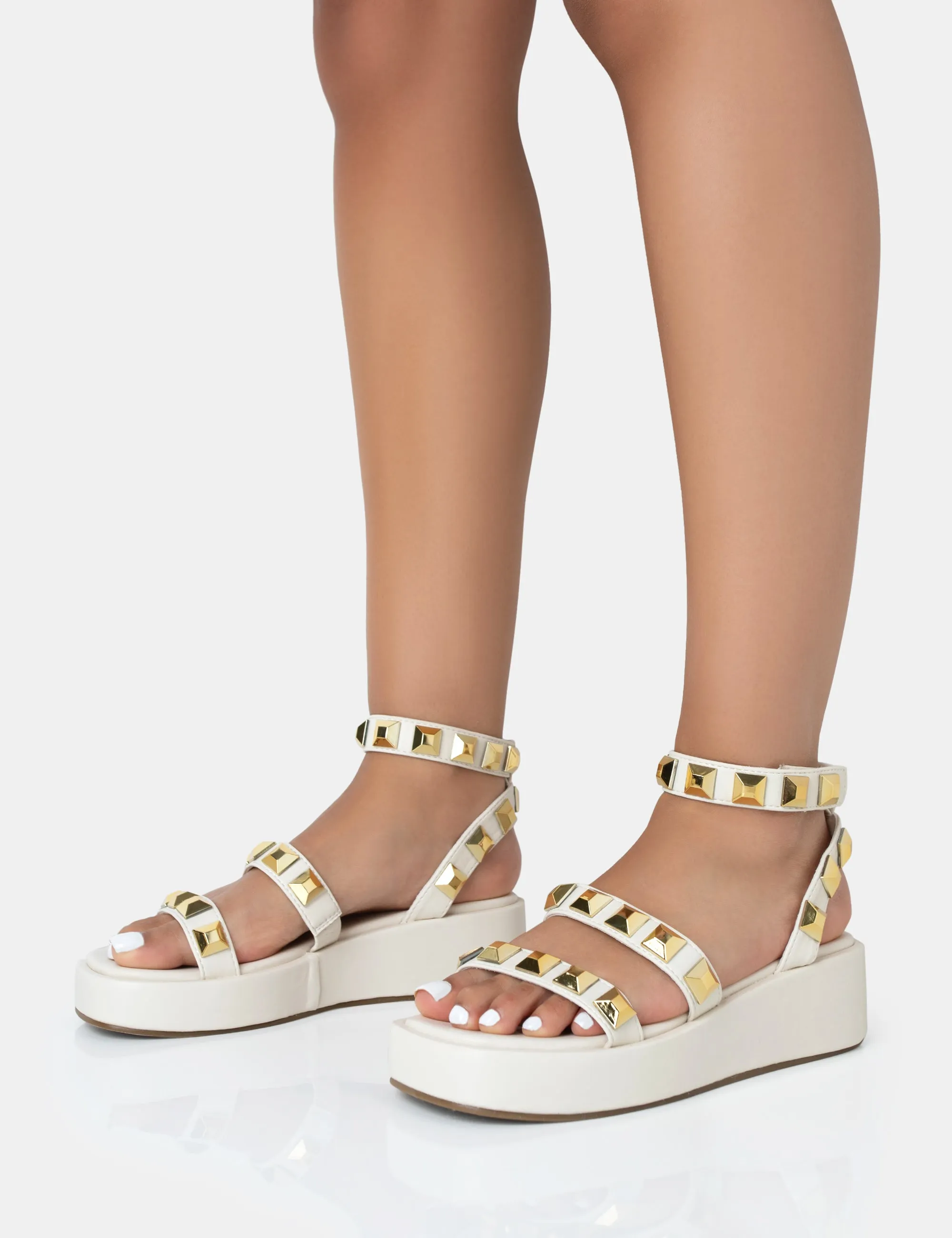 Wade Ecru Studded Strappy Platform Sandals sold by Public Desire product image thumbnail 3