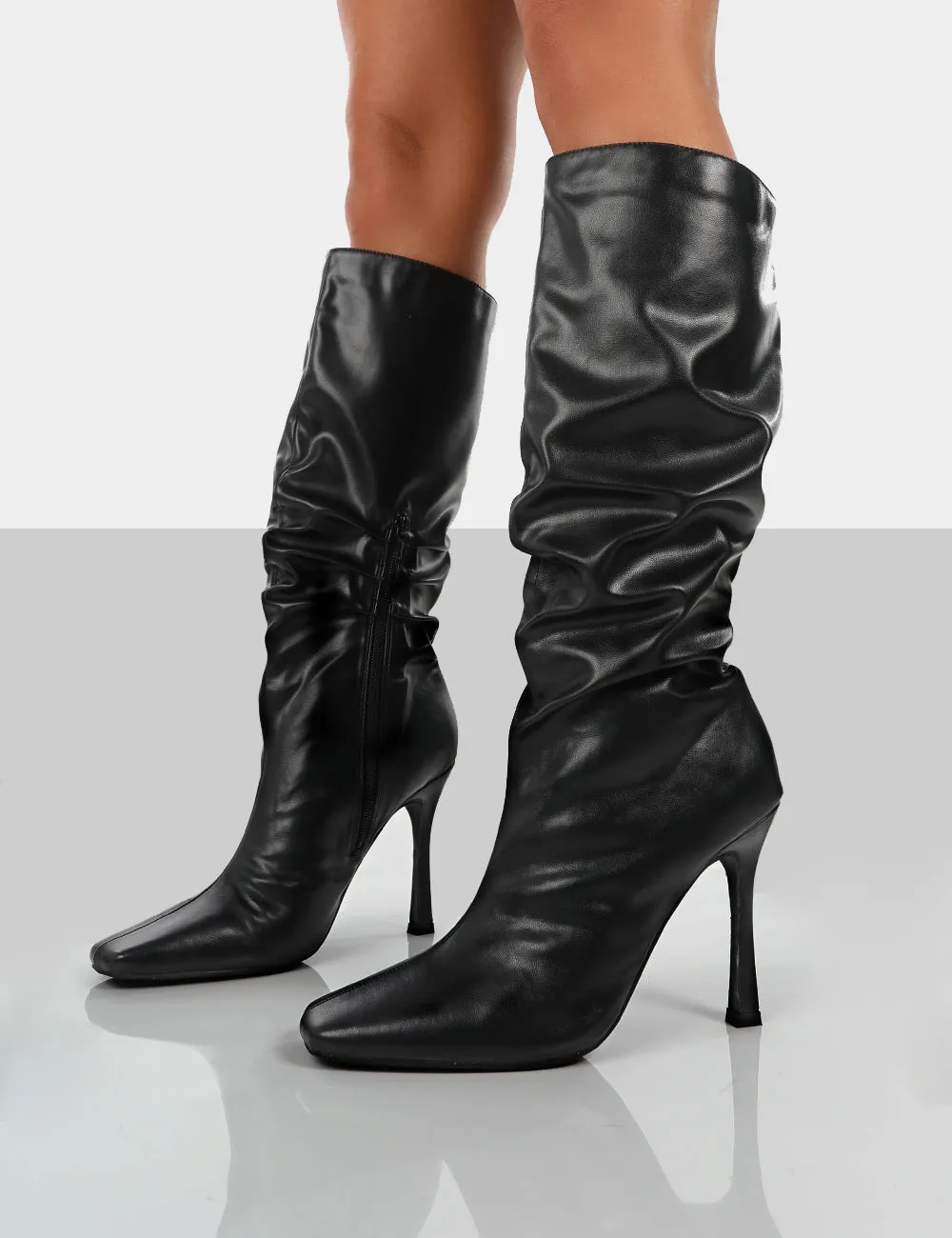 Iris Black Pointed Toe Stiletto Heel Knee High Boots sold by Public Desire product image thumbnail 2